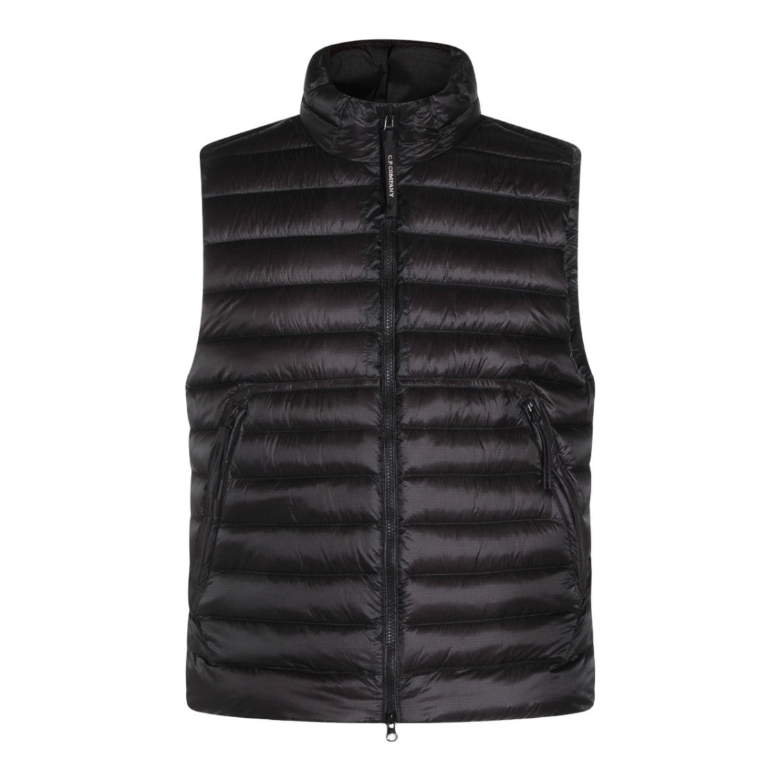 C.P. Company Sleeveless Black Quilted Vest With High Collar
