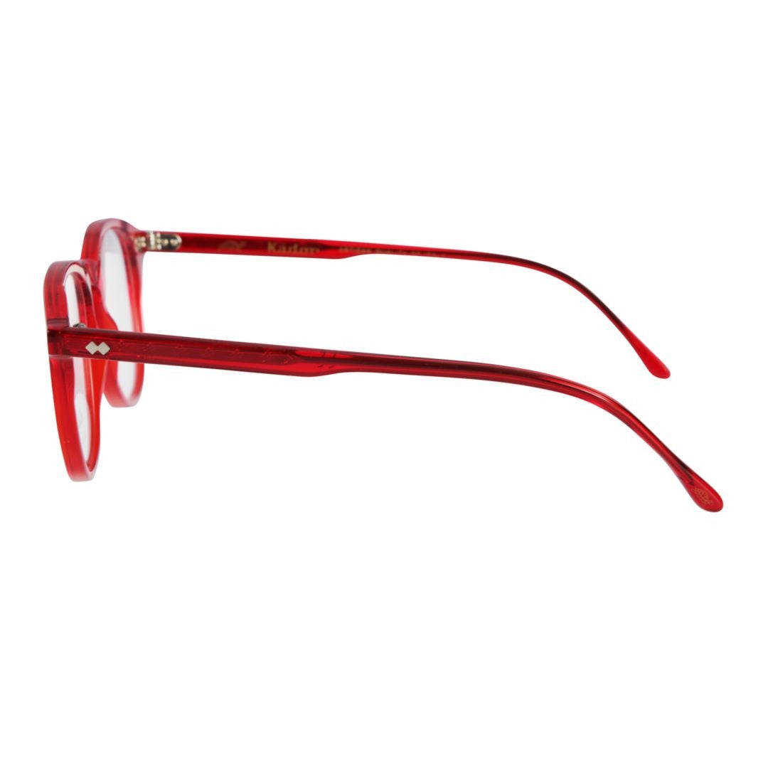 Kador Pepper Translucent Red Rounded Square Eyeglasses With Accented Temples
