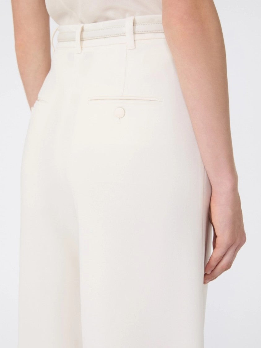 Max Mara Ivory Wide-Leg Trousers With Classic Fit