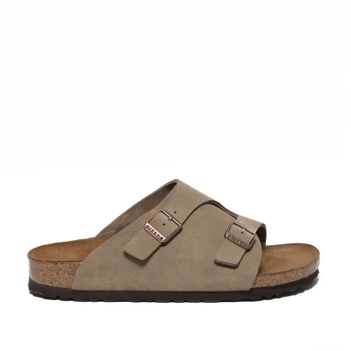 Birkenstock Zurich Double Buckle Slipper In Soft Taupe Suede