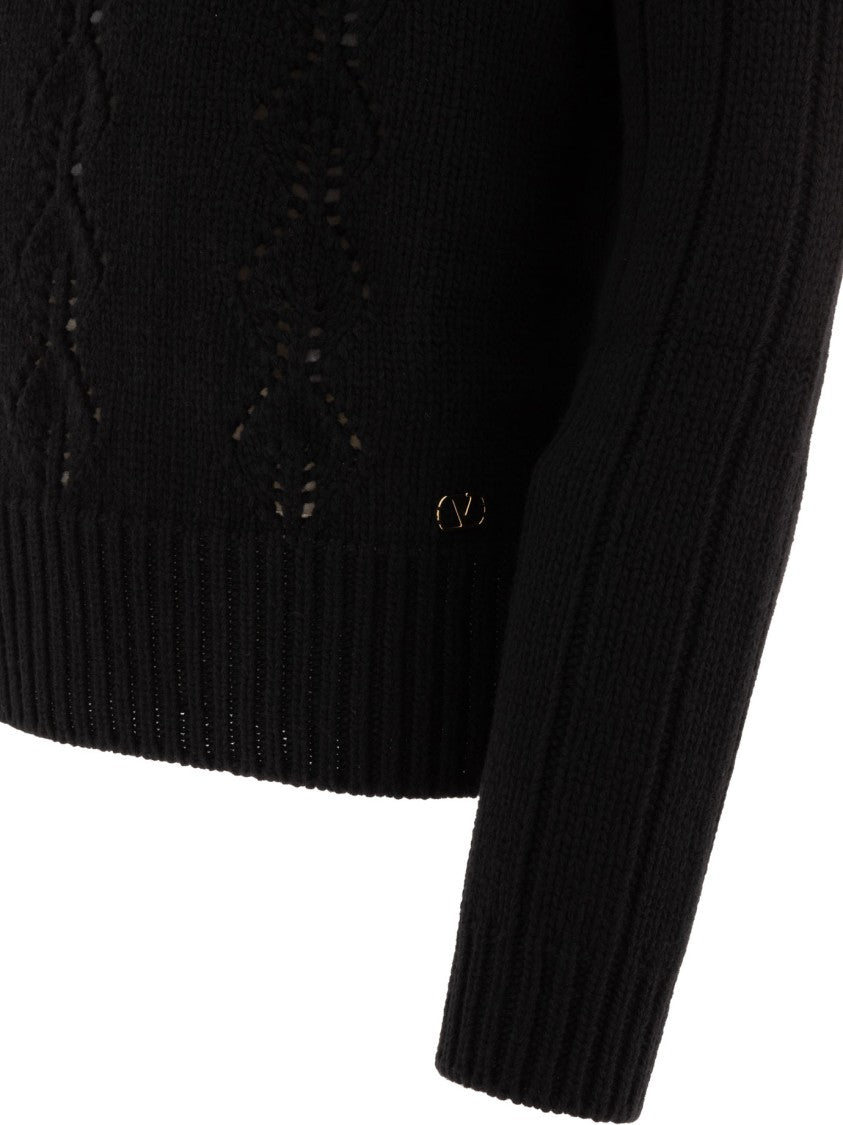 Valentino Open-Knit Sweater In Virgin Wool