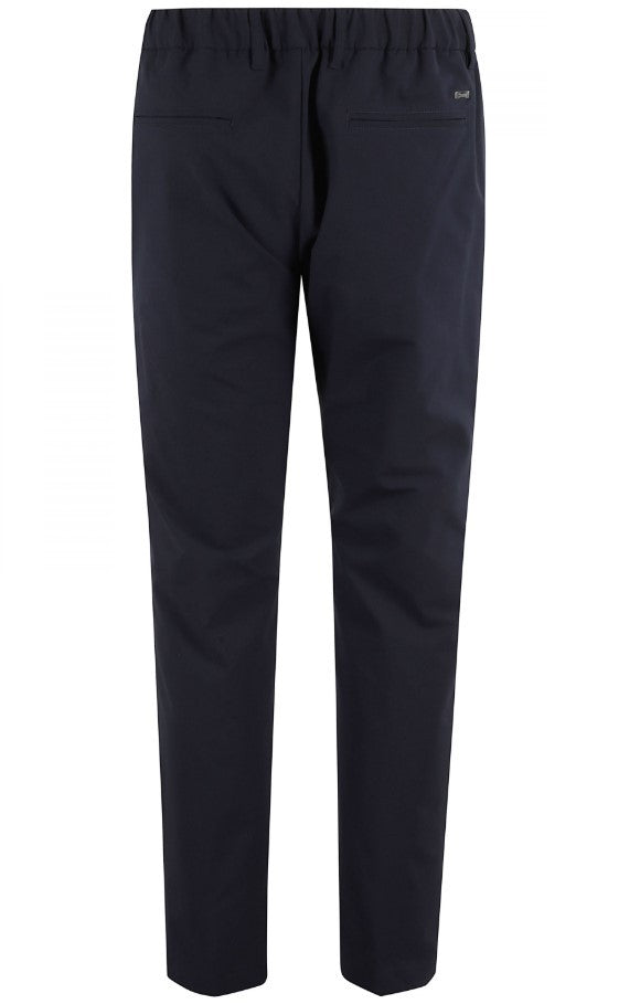 Herno Tailored Blue Trousers With Elastic Waist