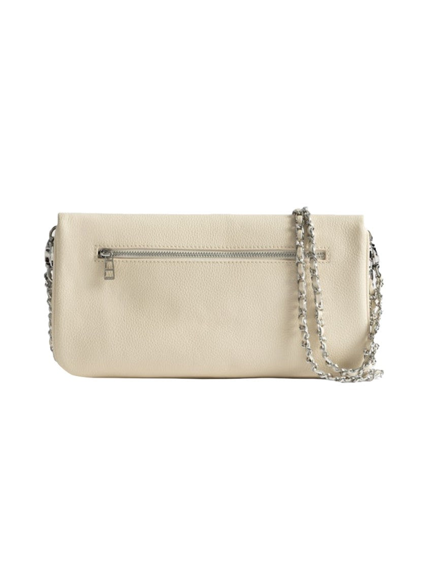 Zadig & Voltaire Pebbled Texture Clutch Bag With Metallic Wing Emblem