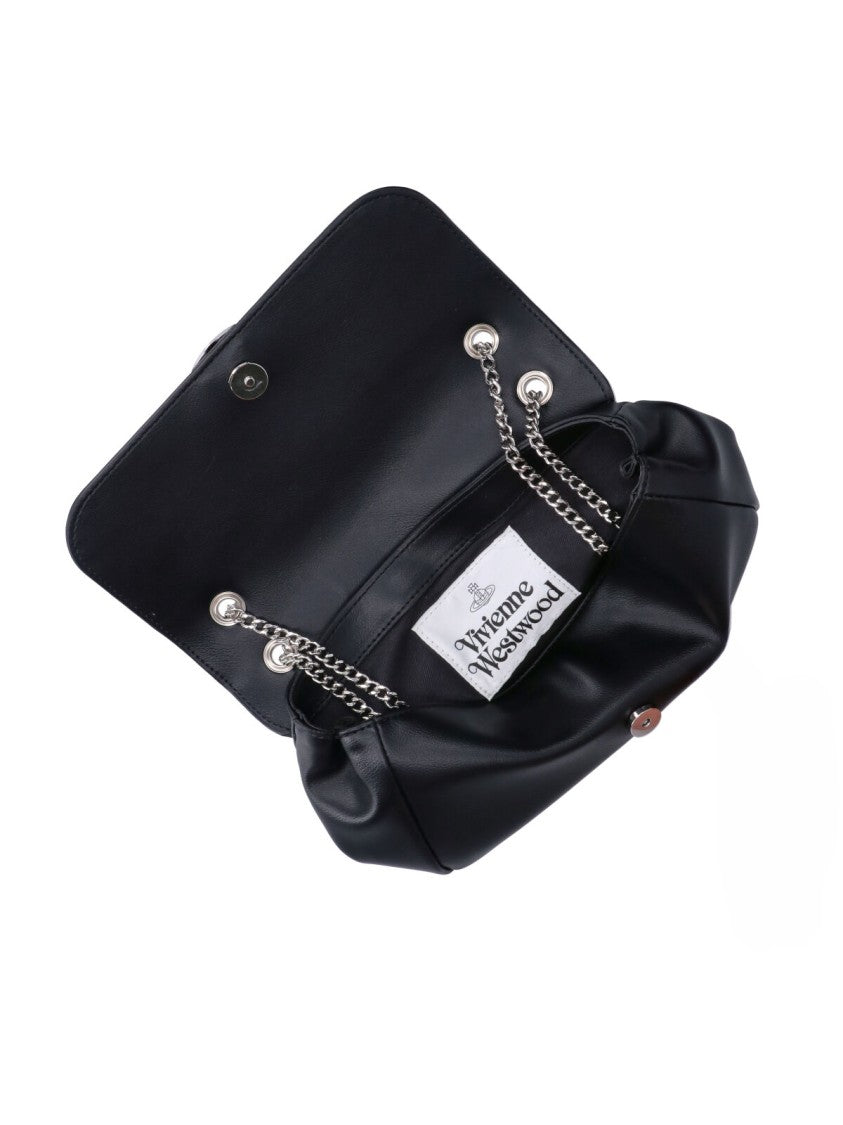 Vivienne Westwood Black Chain Fabric Shoulder Bag
