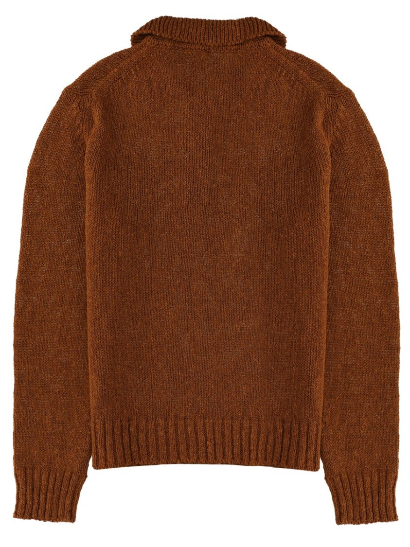 Sunflower Rich Brown Knitted Cotton-Blend Polo Shirt