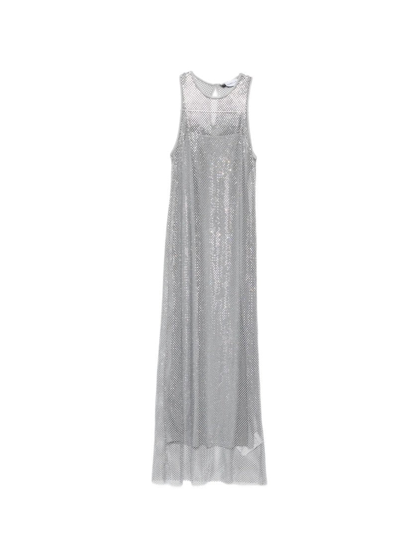 Marella Metallic Mlllimone Sleeveless Midi Mesh Dress