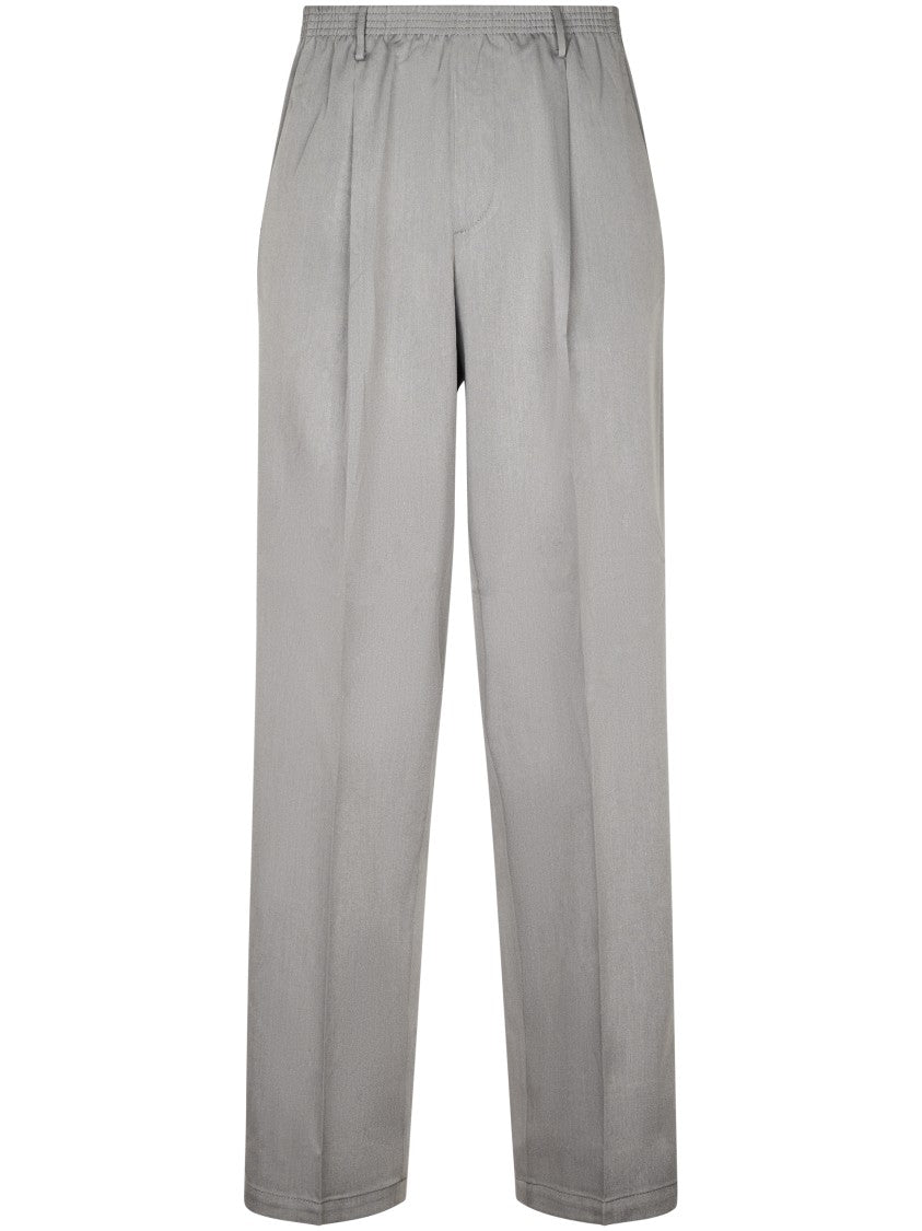 Cellar Door Straight-Leg Light Grey Trousers With Elastic Waistband