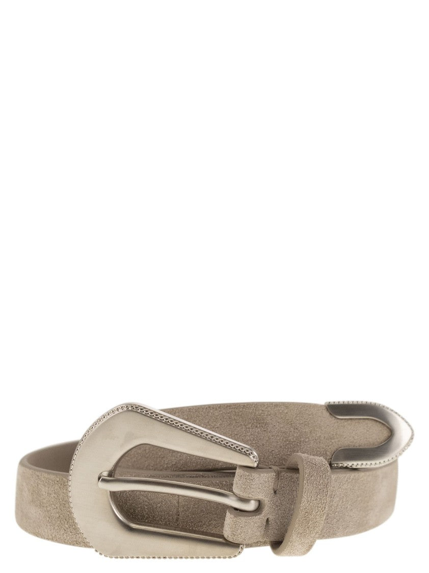 Brunello Cucinelli Western Belt In Suede Calfskin