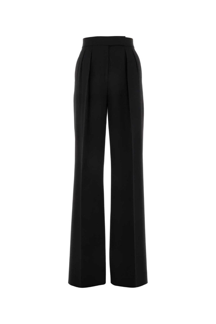 Pianoforte Black Stretch Wool Karub Wide-Leg Pantâ
