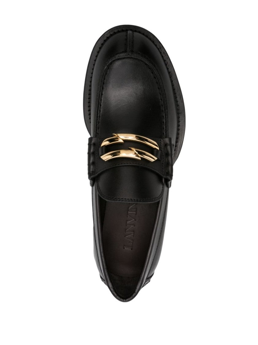 Lanvin Buckled Black Leather Loafers