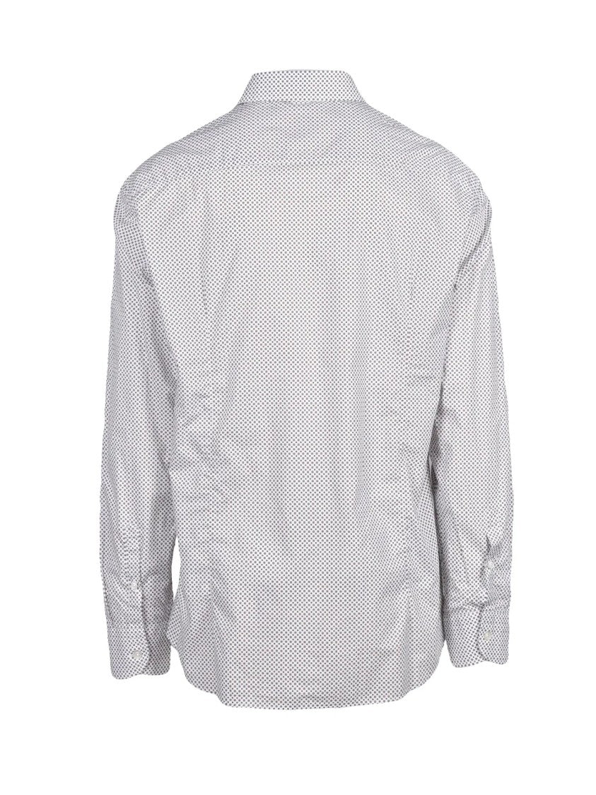 Mariano Napoli White/Brown Dot Print Cotton Shirt