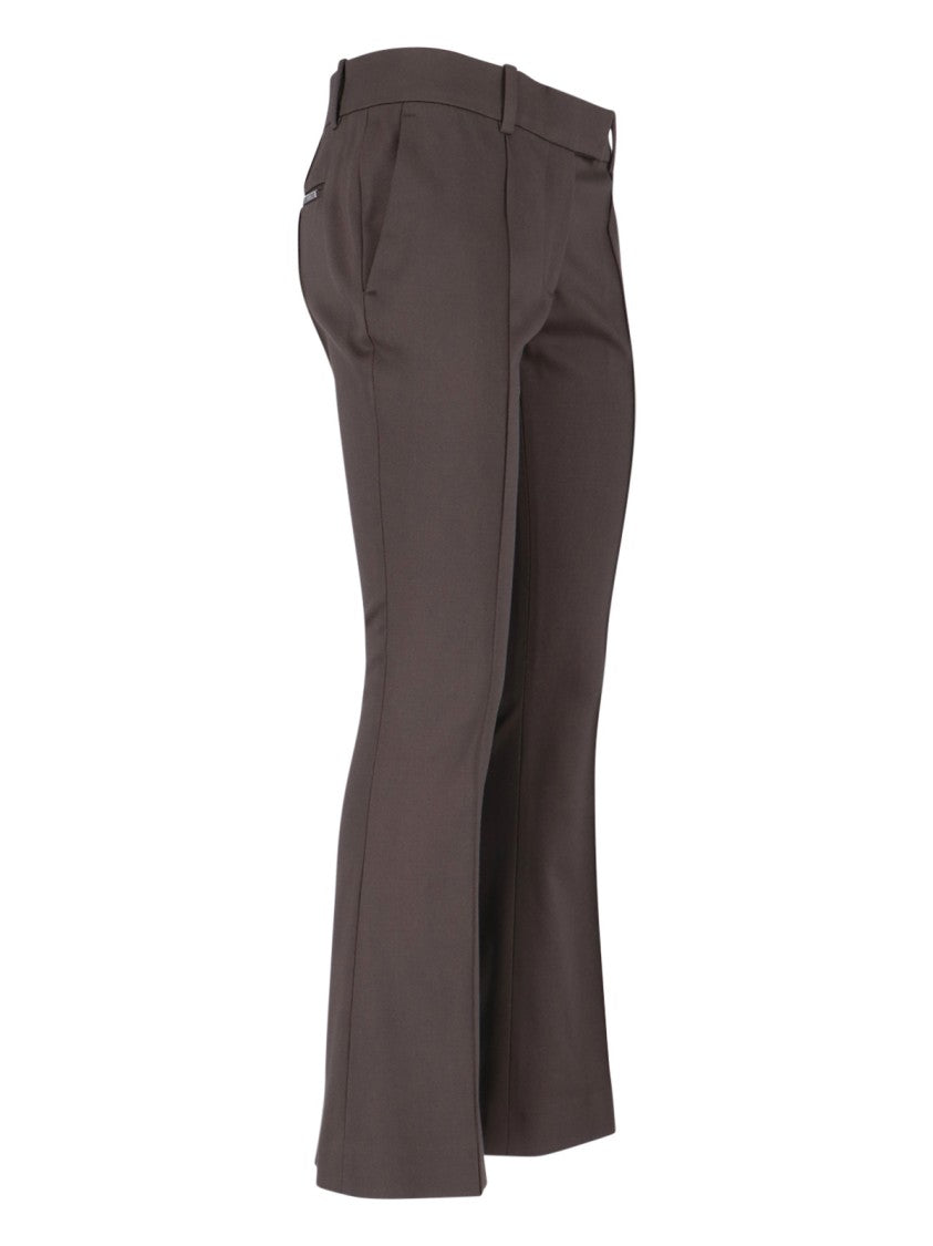 The Attico High-Waisted Bootcut Trousers With Silver Logo Detail