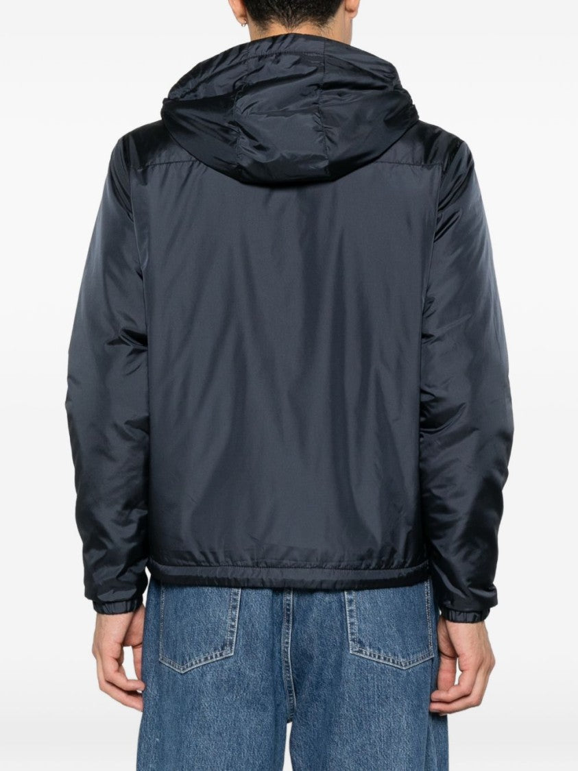 Aspesi Black Minimalist Hooded Elasticated Zip-Up Jacket