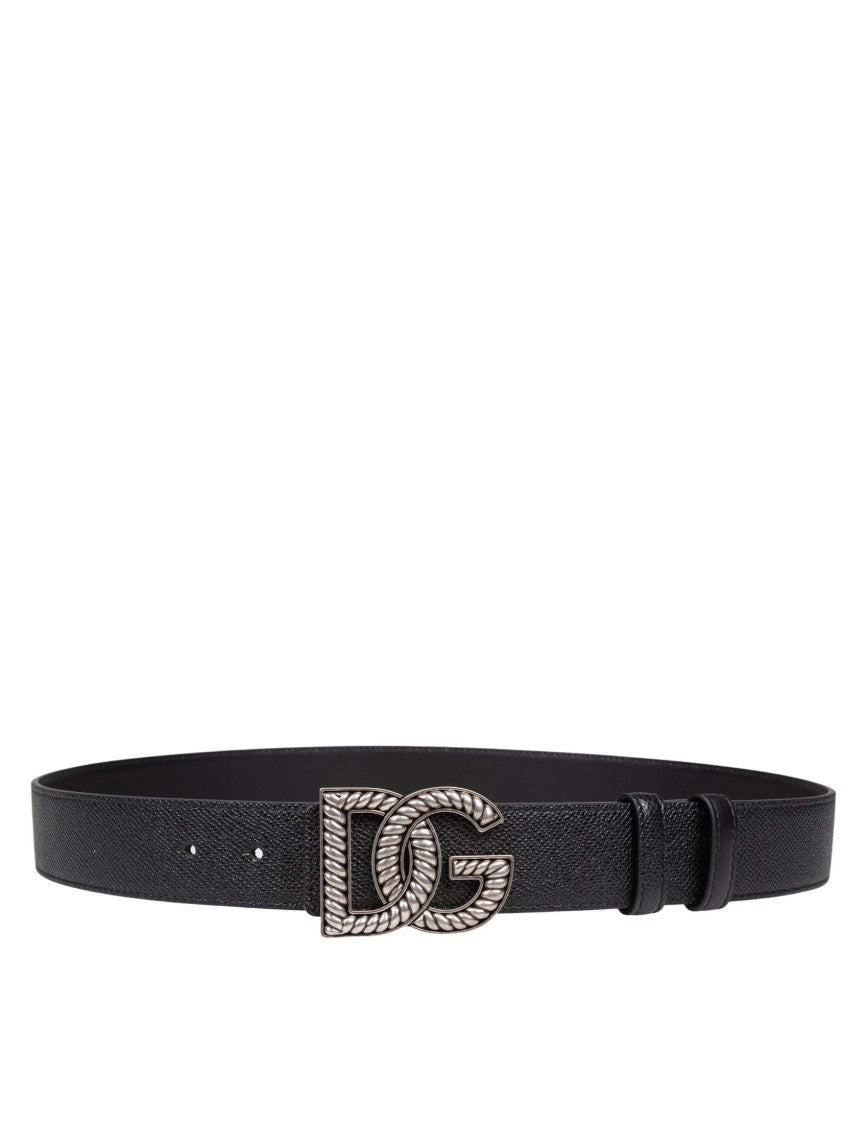 Dolce & Gabbana Black Leather Belt With Logo