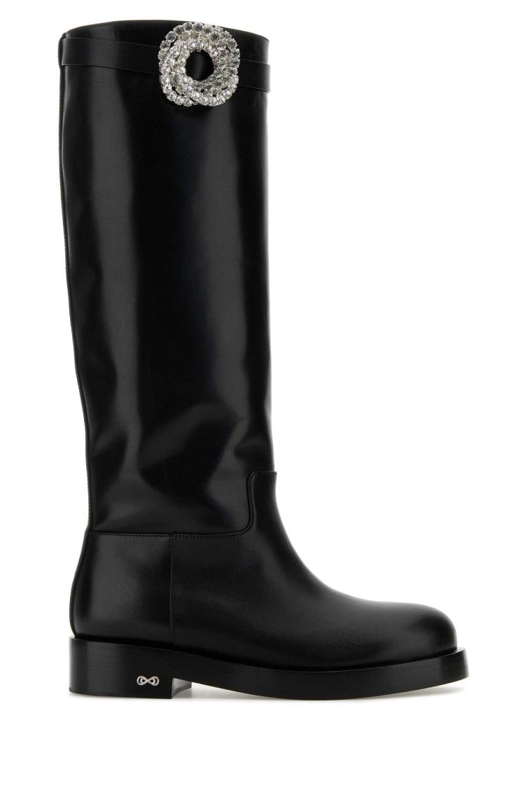 Mach & Mach Black Leather Galaxy Riding Boots