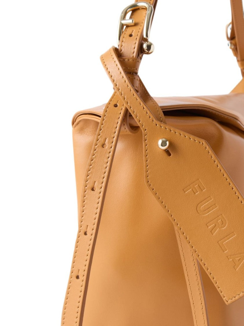 Furla Light Brown Ginevra L Rectangular Leather Shoulder Bag