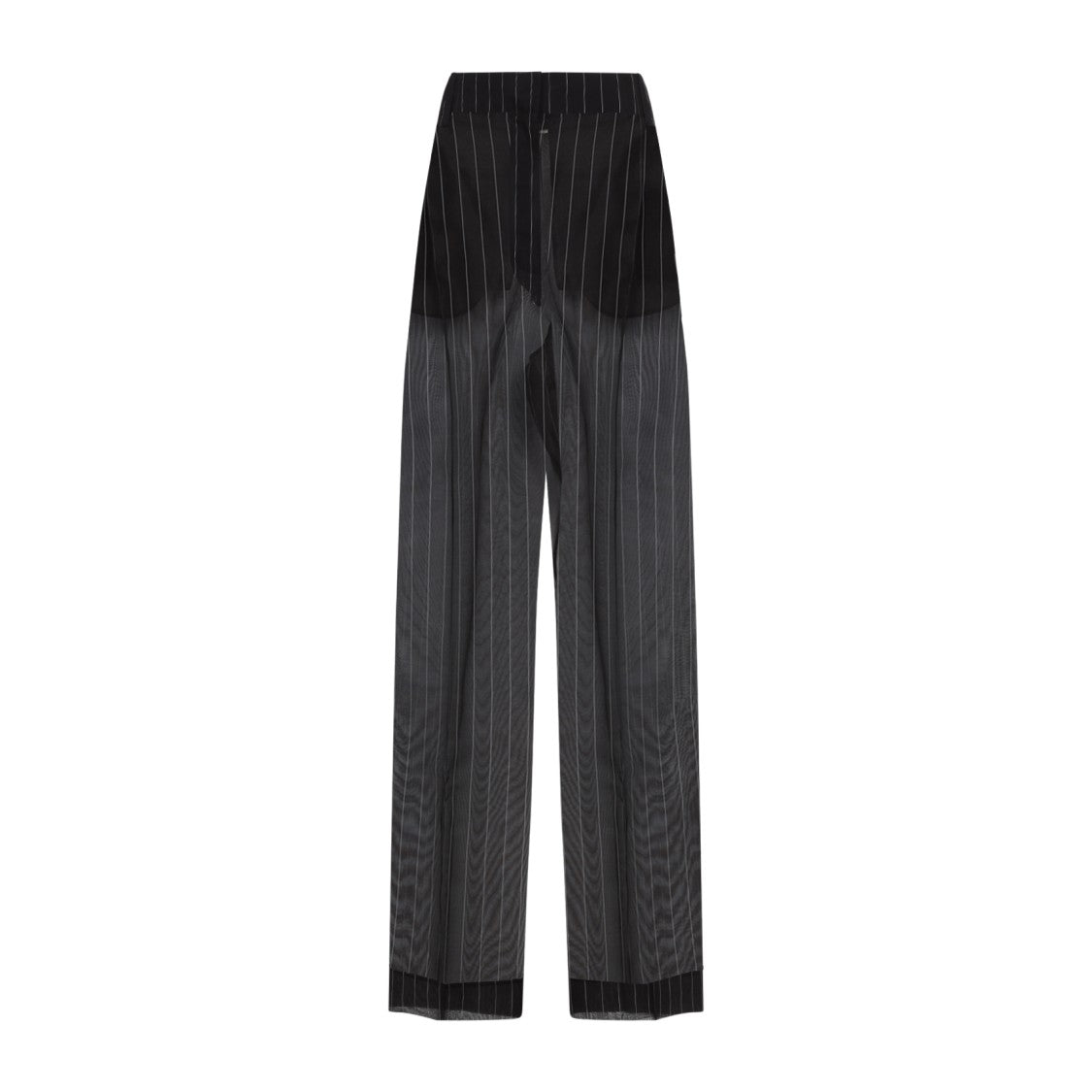 Khaite Wide-Leg Silk Trousers With Pinstripe Design