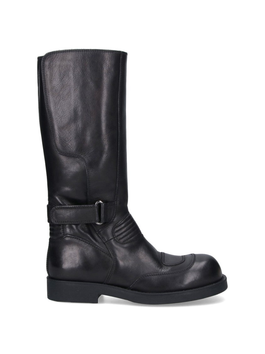 Mm6 By Maison Margiela Timeless All-Black Boots With Classic Silhouette