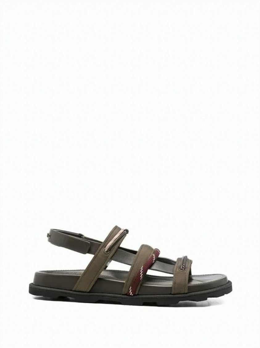 Moncler Flat Rubber Sole Sandals With Leather Straps
