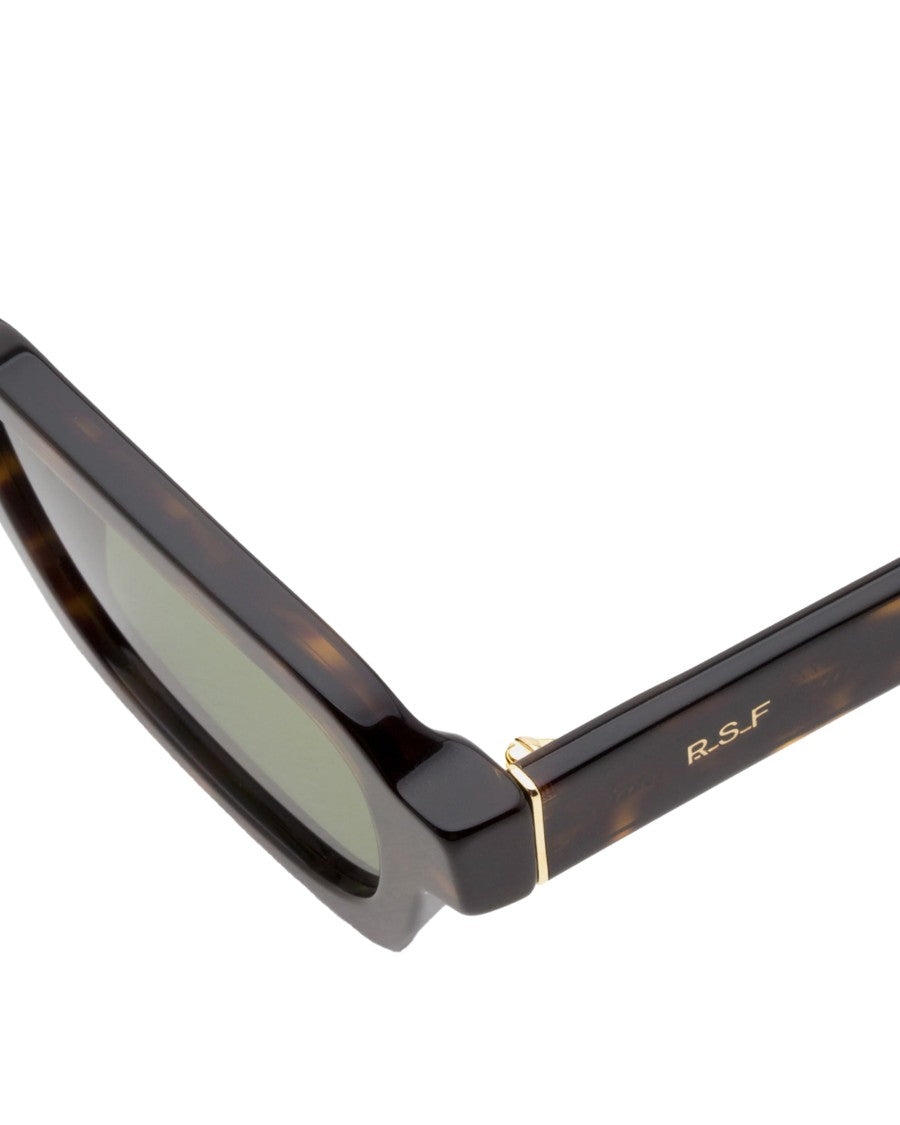 Retrosuperfuture Rectangular Tortoiseshell Acetate Sunglasses With Green Lenses