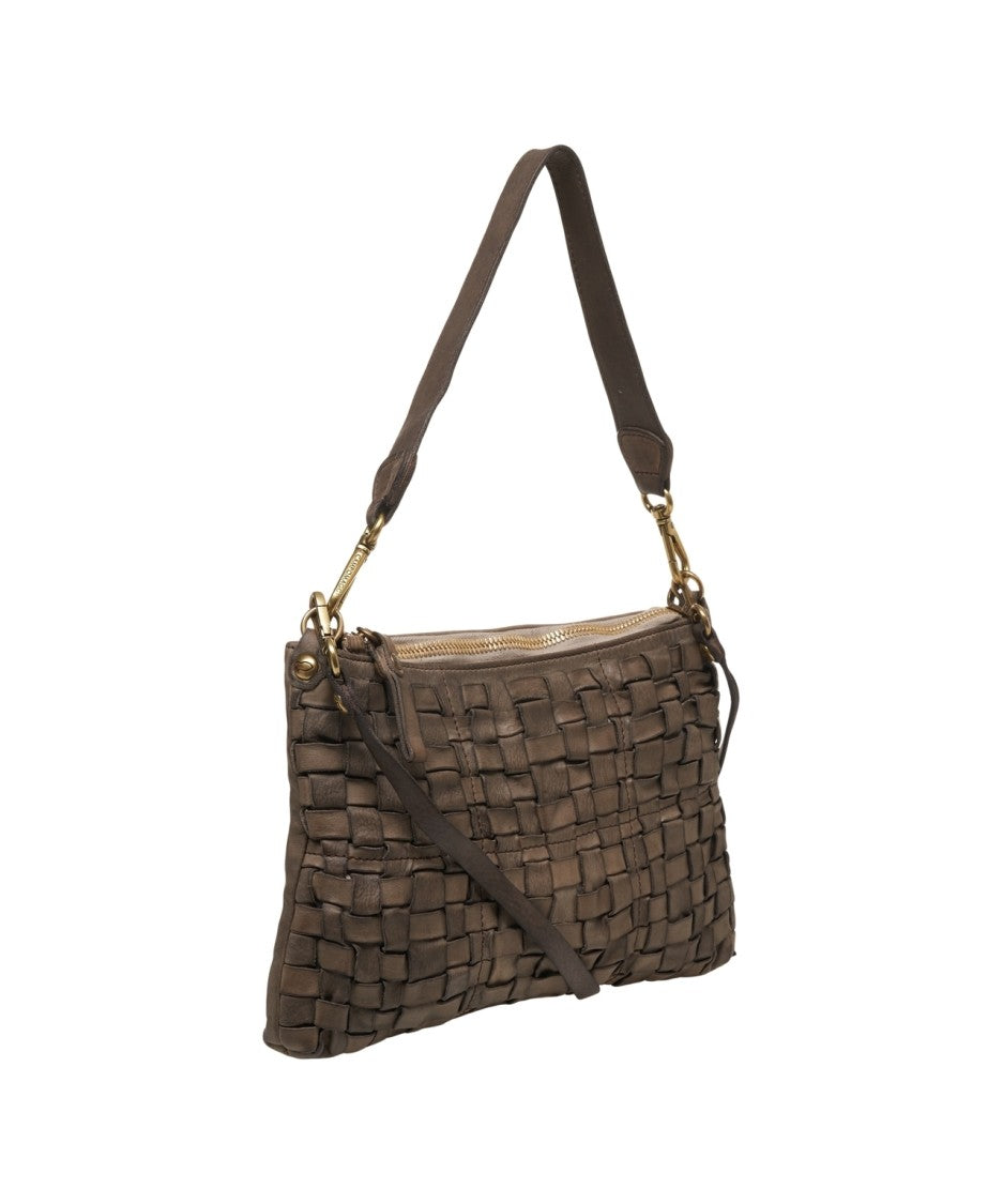 Campomaggi Braided Leather Shoulder Bag With Zip Closure And Adjustable Strap