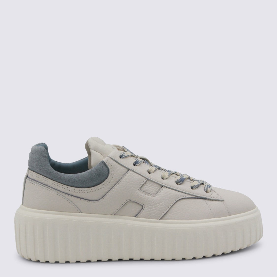 Hogan White And Light Blue Leather Sneakers