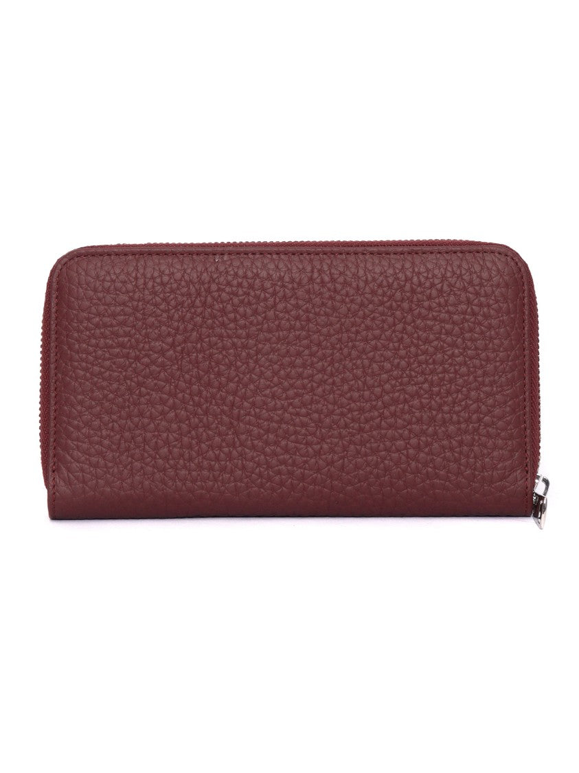 Claudio Orciani Rectangular Zip-Around Wallet In Textured Calf Leather
