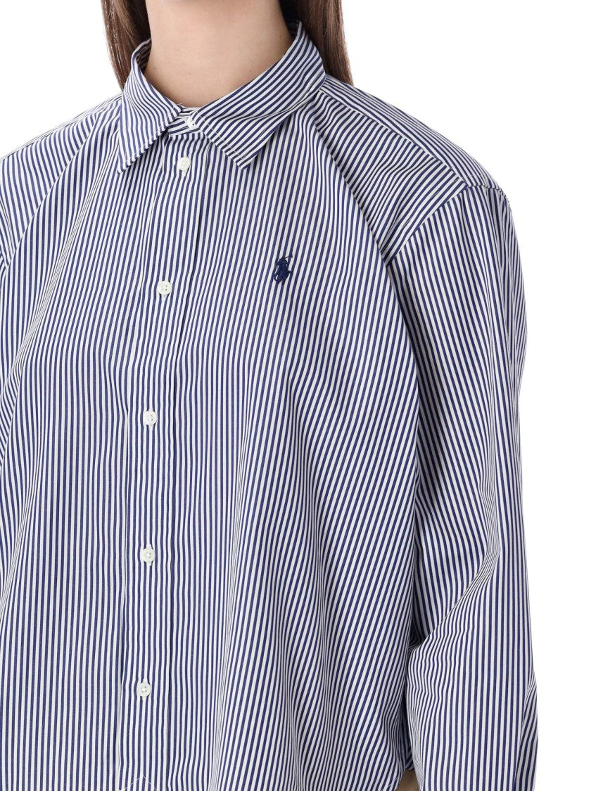 Polo Ralph Lauren Oversized Cropped Striped Cotton Shirt