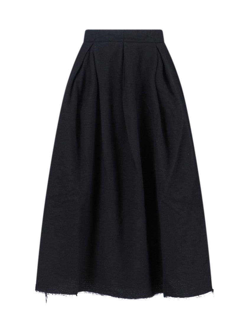 Uma Wang High-Waist Black Skirt With Pleated Flare