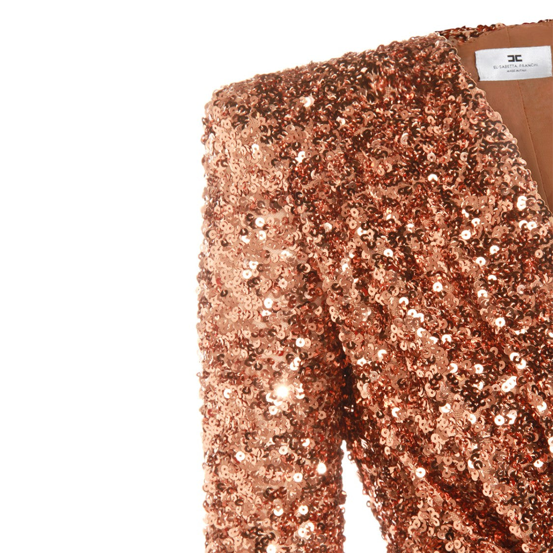 Elisabetta Franchi Bronze Long-Sleeve Maxi Dress
