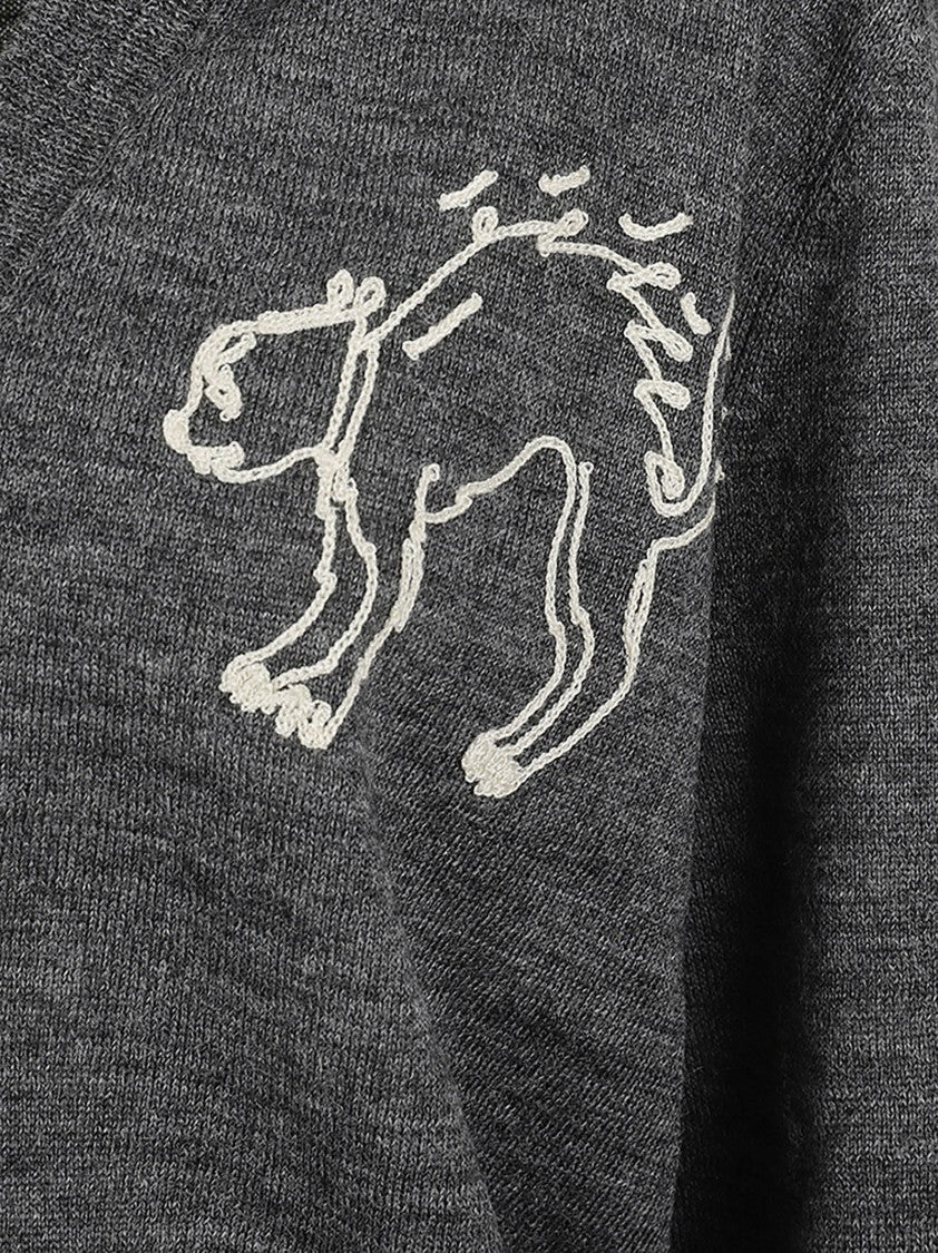 Maison Margiela Button-Down Cardigan With V-Neckline And Playful Embroidery