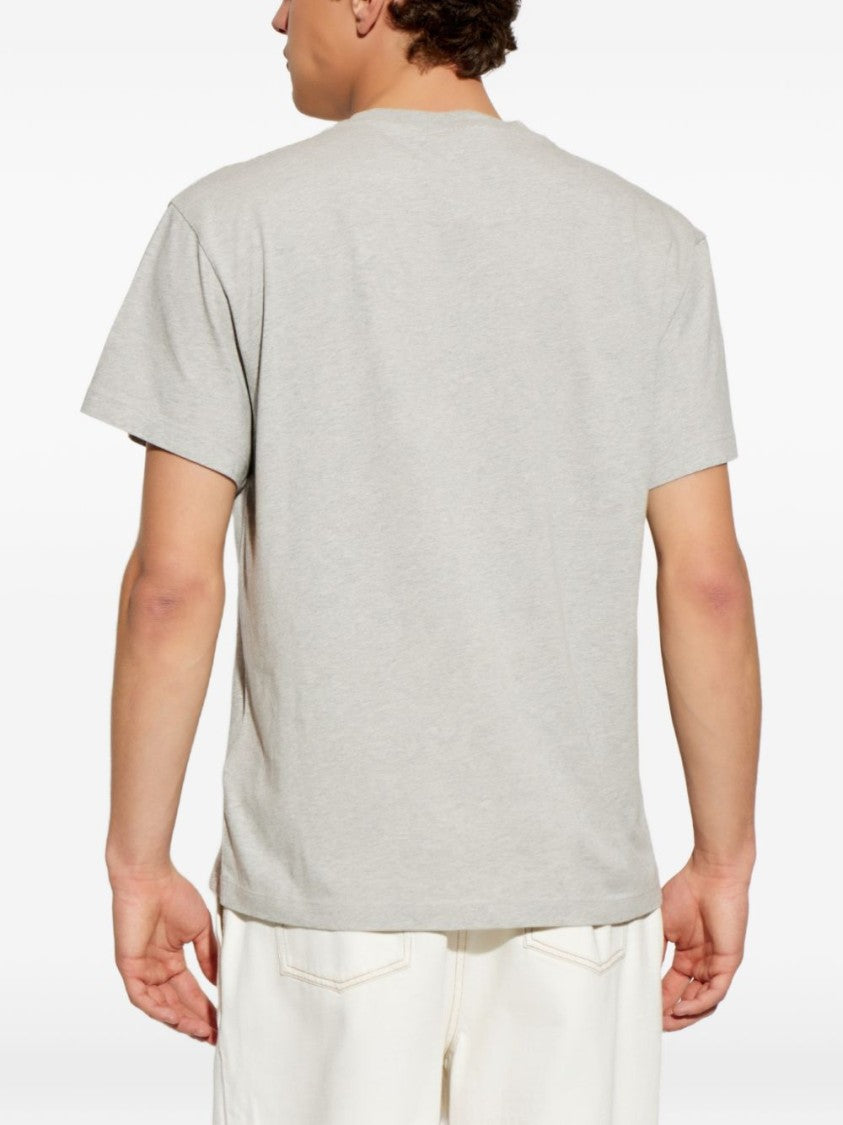 Jil Sander Grey Heathered Bold Blue Logo T-Shirt