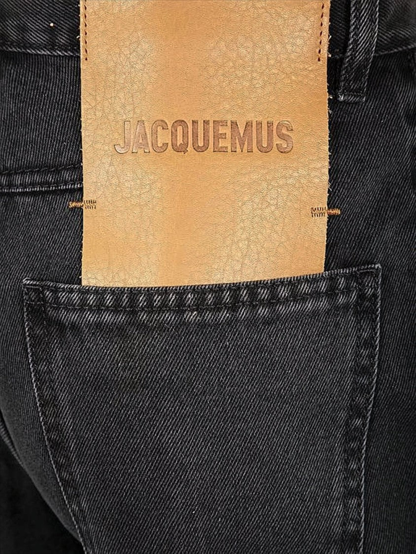 Jacquemus Cropped Black Denim Pants With Flared Leg
