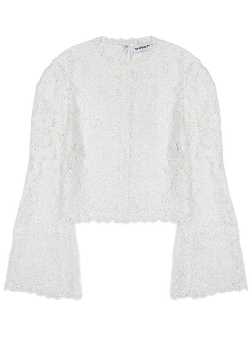 Self-Portrait Crochet Floral Lace Flared Top