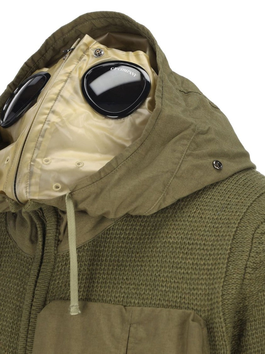 C.P. Company Textured Olive Green Wool Knit Cardigan
