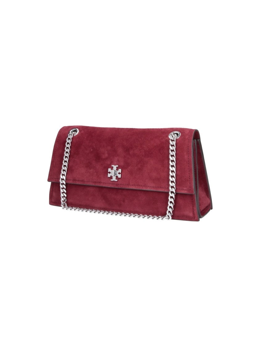 Tory Burch Red Suede Kira Turnlock Shoulder Bag