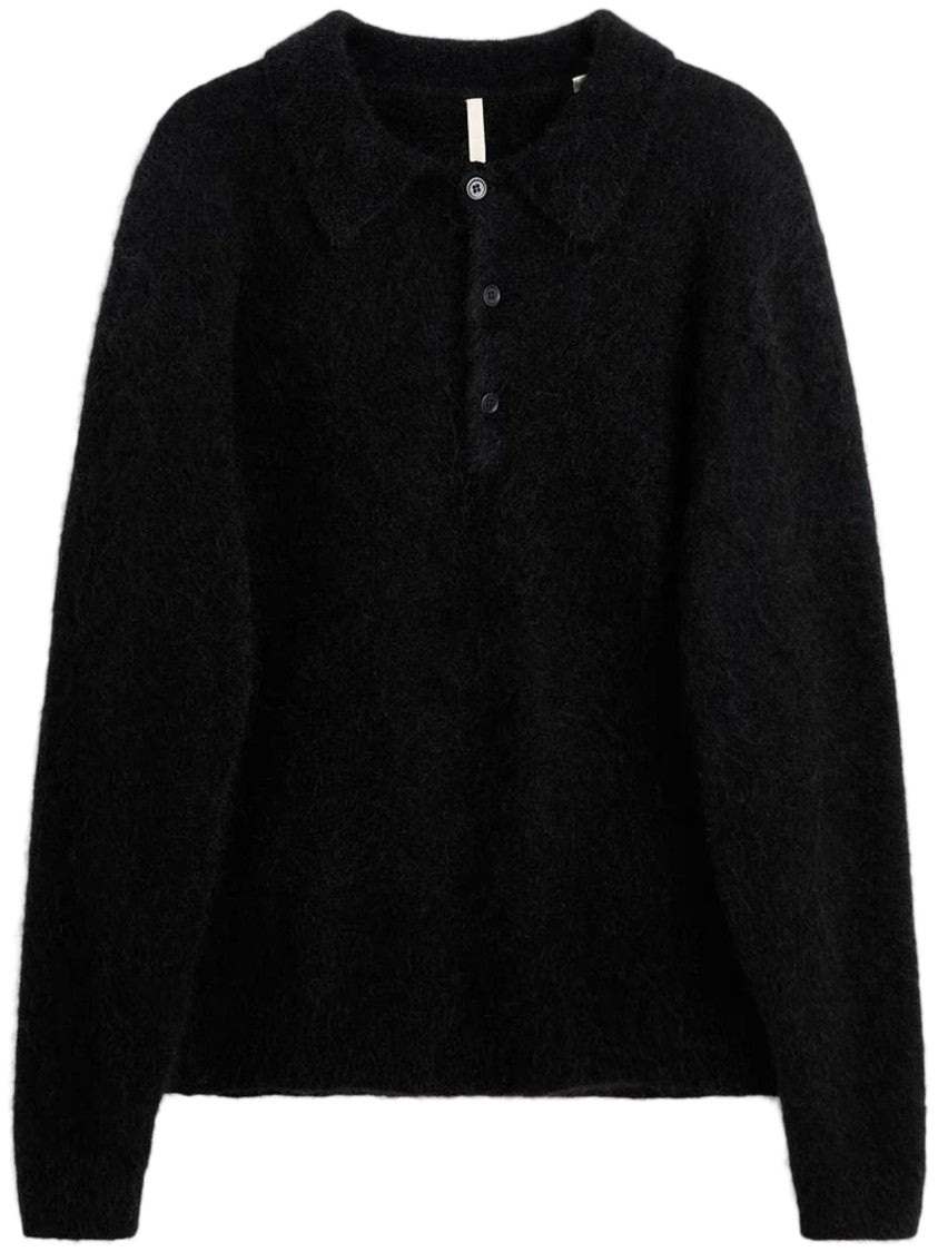 Sunflower Textured Mohair Polo Shirt With Classic Collar