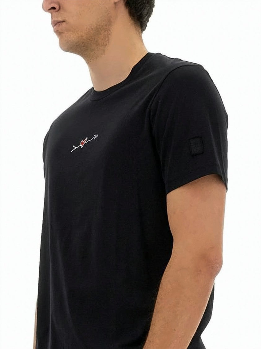 Neil Barrett Short-Sleeve Black T-Shirt With Heart Embroidery