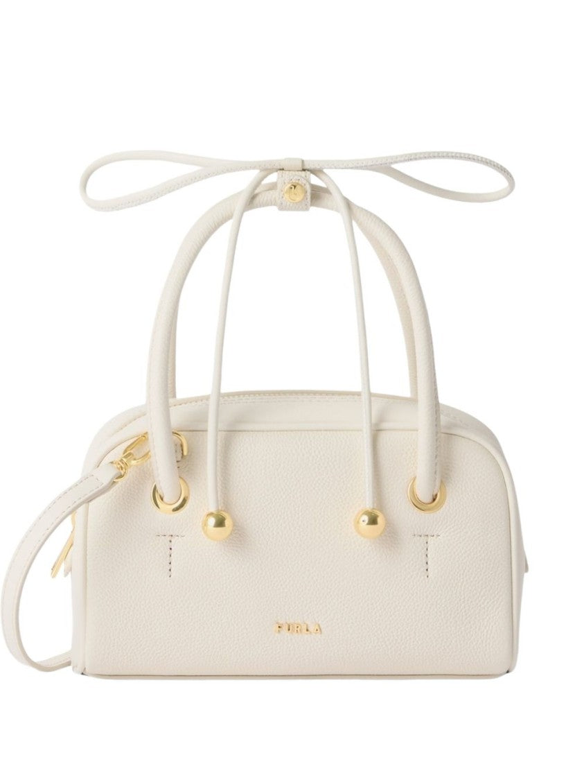 Furla White Structured Gold-Tone Accents Handbag