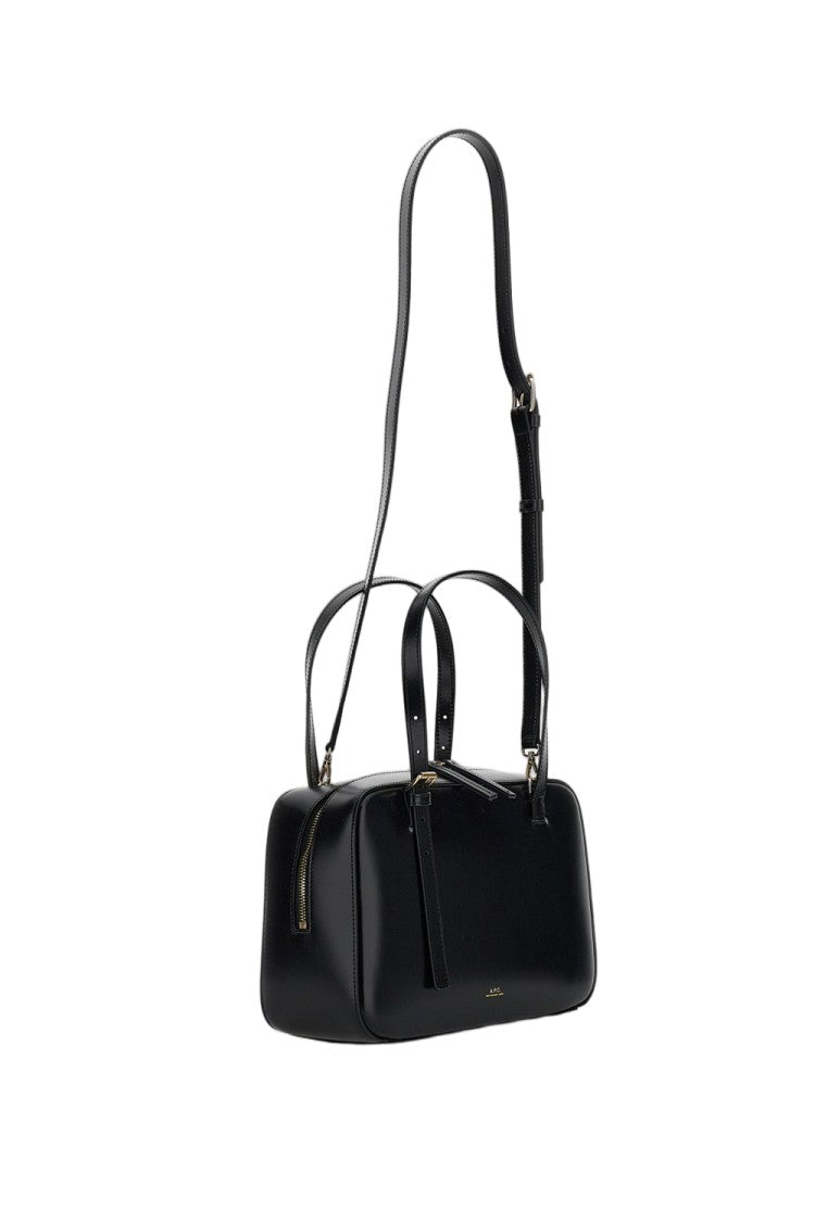 A.P.C. Black Virginie Box Leather Bag