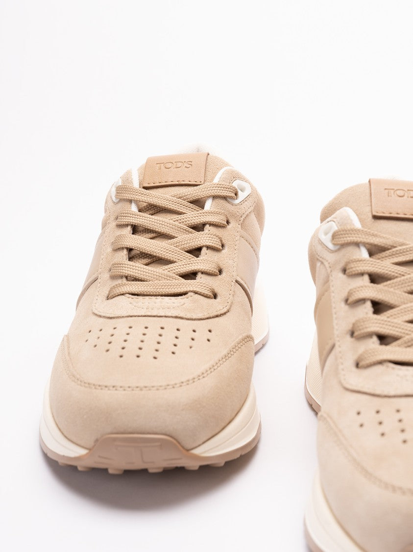 Tod's Calf Leather Sneakers With Contrasting Heel