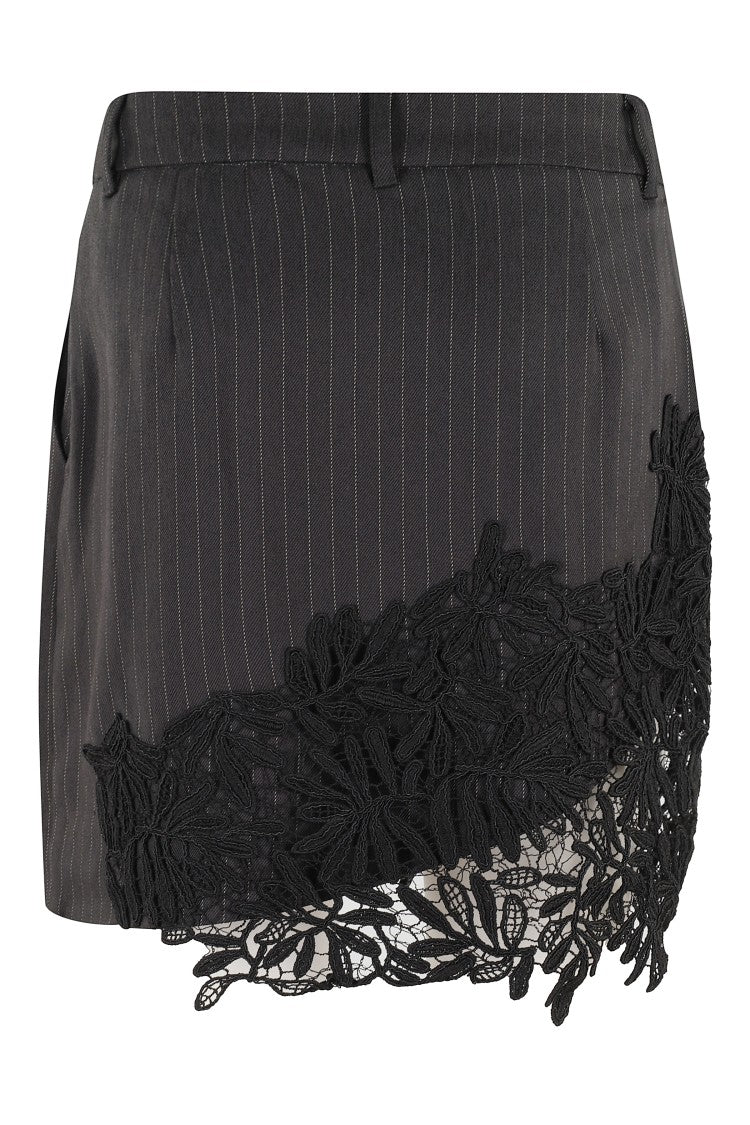 Essentiel Antwerp Chain-Striped Crochet Mini Skirt