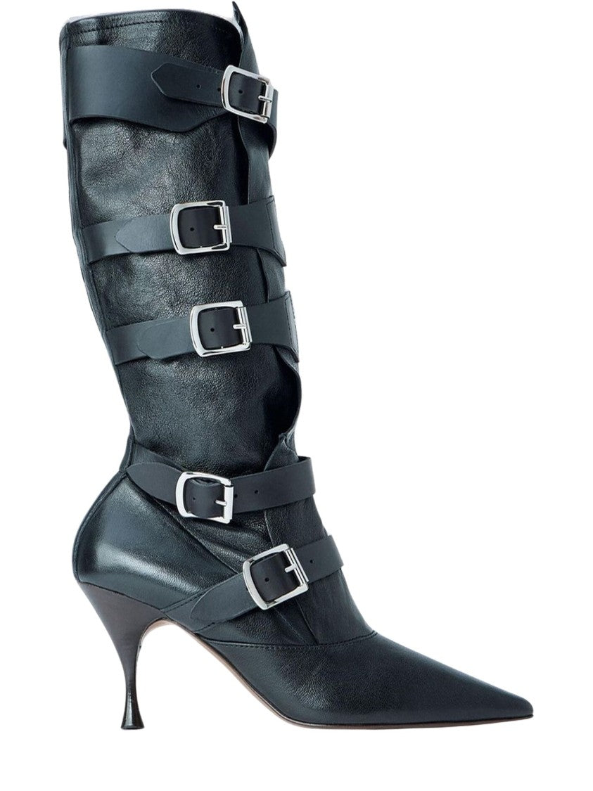 Vivienne Westwood Pointed-Toe Treasure Boots With Adjustable Straps And Kitten Heel