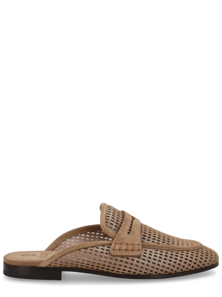 Brunello Cucinelli Sparkling Net Perforated Leather Mules
