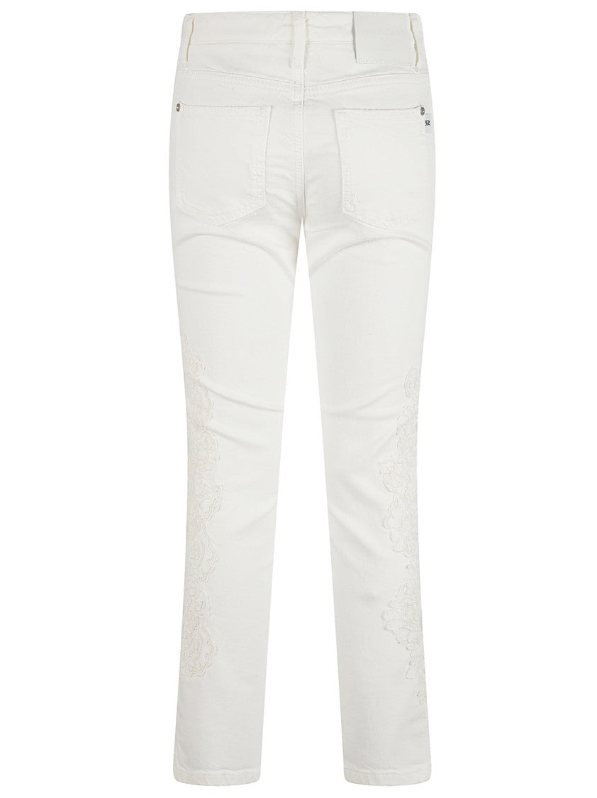 Ermanno Scervino Five-Pocket Denim Trousers With Hand-Applied Lace Details