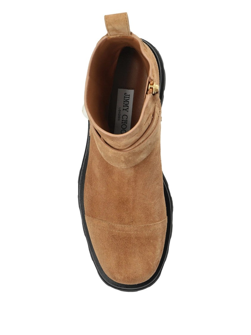 Jimmy Choo Brown Meena Flat Suede Ankle Boots