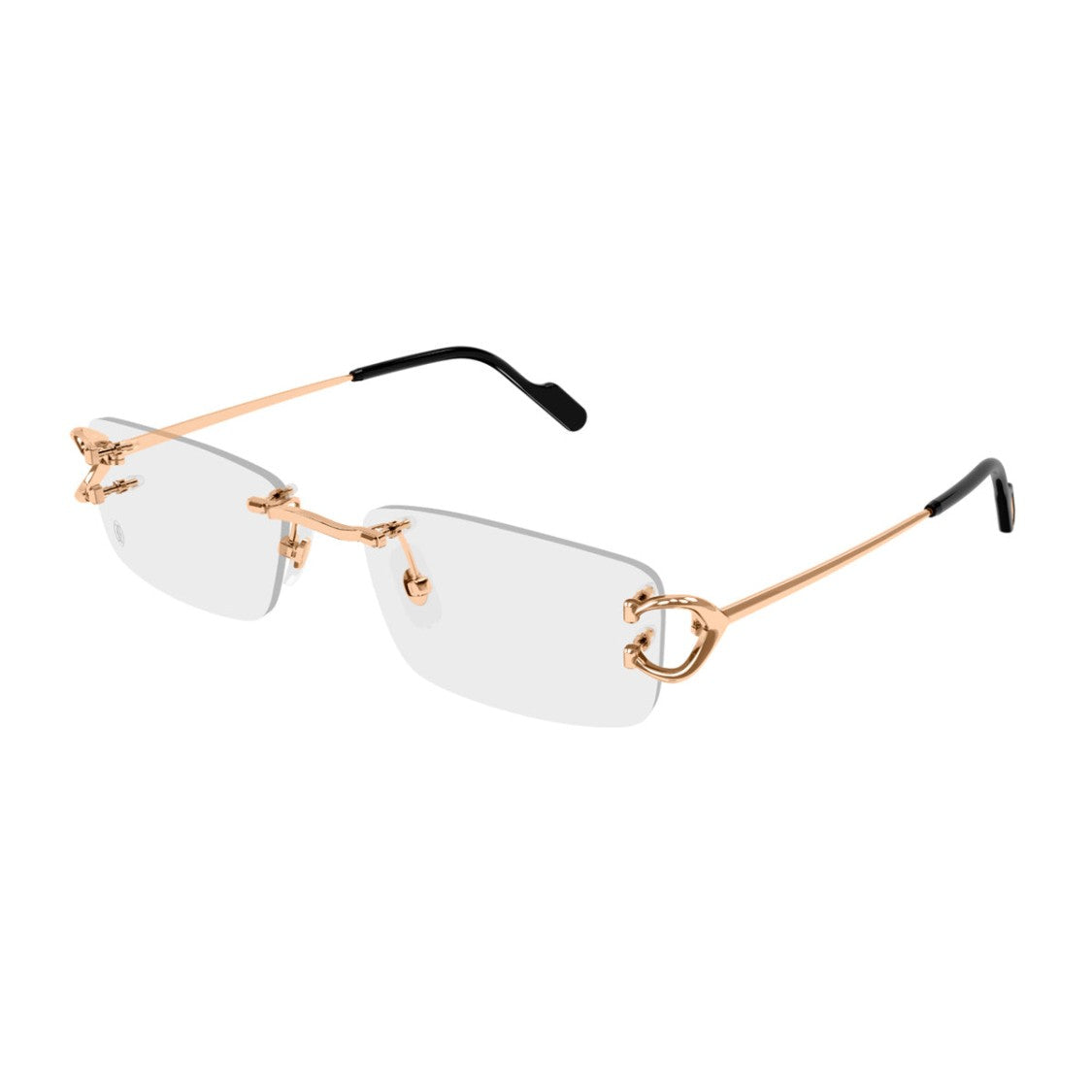Cartier Gold-Toned Rimless Eyeglasses With Rectangular Lenses