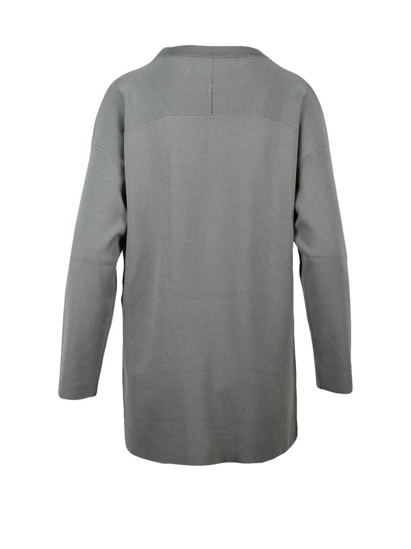 Alpha Studio Sage Green Viscose Nylon Asymmetric Knit Top