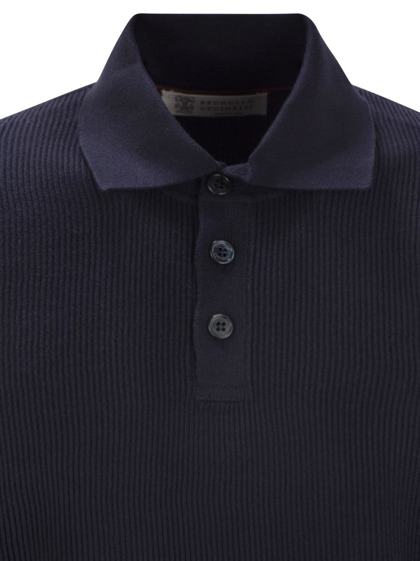 Brunello Cucinelli Ribbed Cotton Polo-Style Jersey