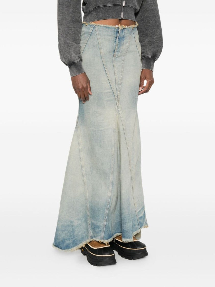Off-White Flared Denim Maxi Skirt